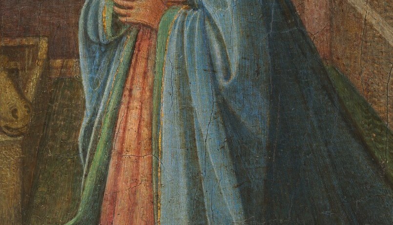 The pigment cost more than gold. The patron paid to make her divine.