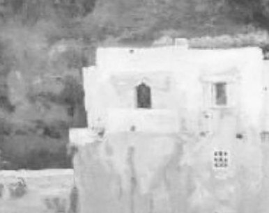 A white house clings to a harsh cliff.