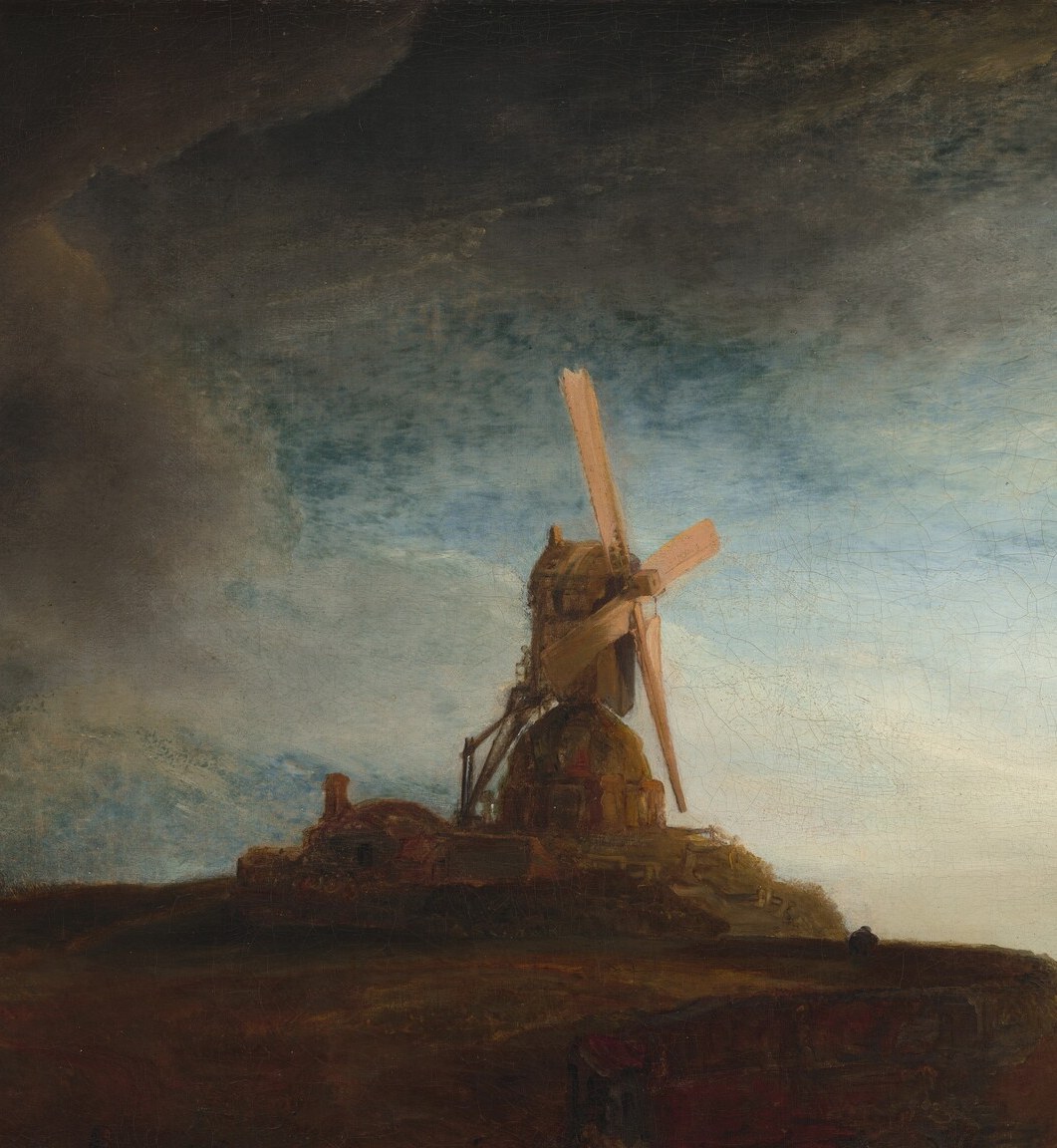 The painting's monumental anchor , Rembrandt renders the sails as a faintly luminous dark cross with almost no surface detail, yet they carry enormous presence; the technique of describing so much with so little is itself worth study