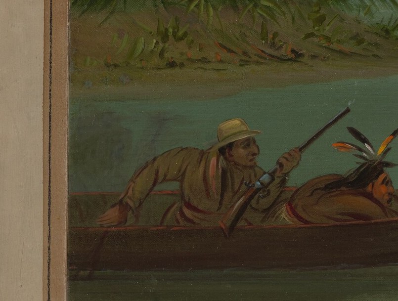 Inside, hunters are ready, aiming at something unseen.