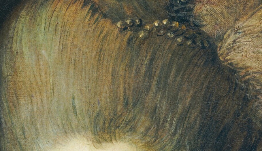 Her gaze is level and slightly guarded , she looks at the viewer without deference, a quiet assertion of status within the formal portrait genre.