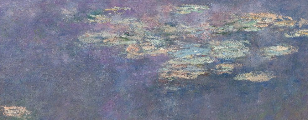 He captures the sky's reflection with abstract brushstrokes.