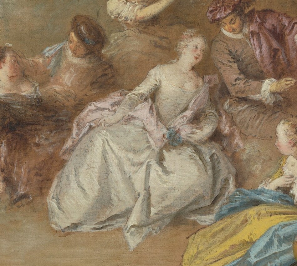 He kept painting scenes like this, reflecting Watteau's style.