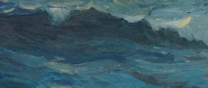He used thick paint to give the water texture and power.
