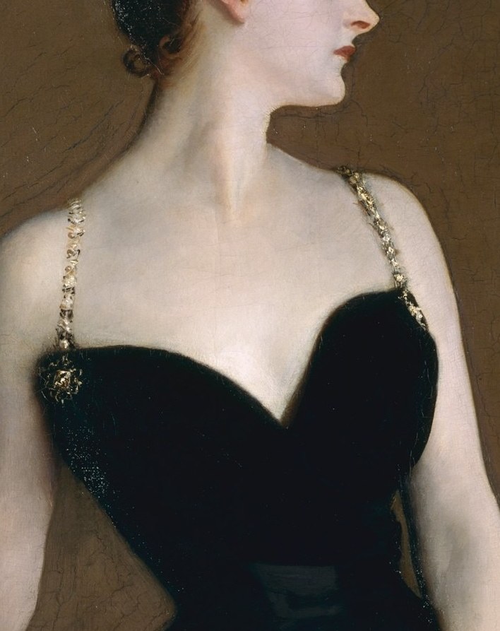 The chalky, almost theatrical paleness , reportedly enhanced with rice powder , was read as vulgar artifice by 1884 critics; it drives the entire light-dark opposition Sargent built the composition on