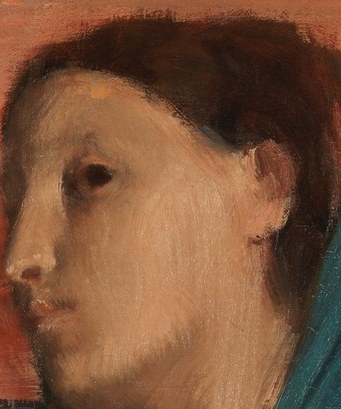Her gaze is averted, suggesting introspection or a quiet melancholy.