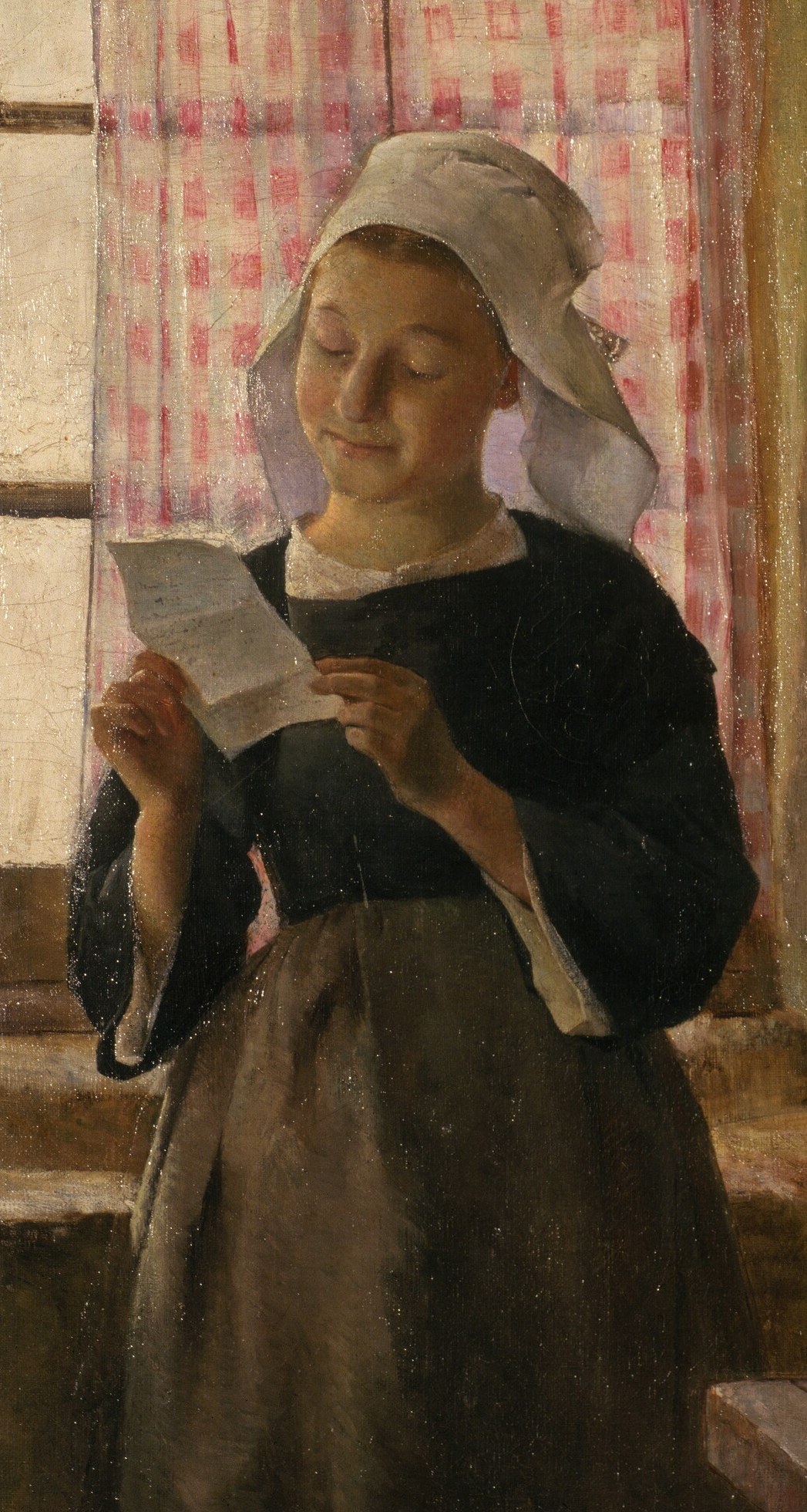 This young woman is completely absorbed in her message.