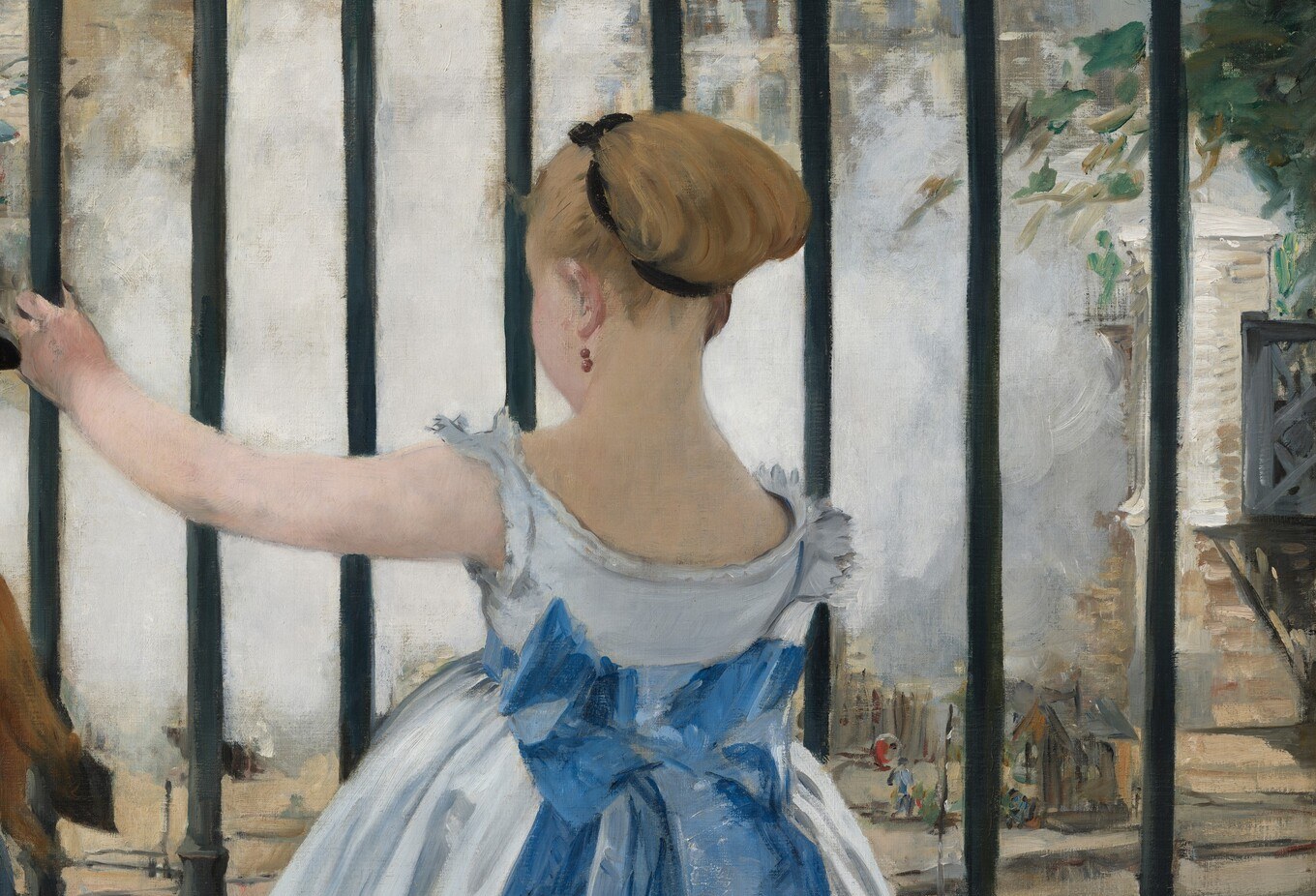 The railway itself is invisible; Manet renders industrial power entirely through its vapour , an absence that dominates