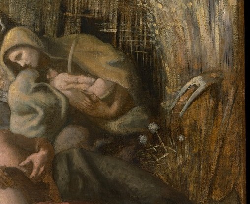 Even the woman against the haystack finds deep repose.