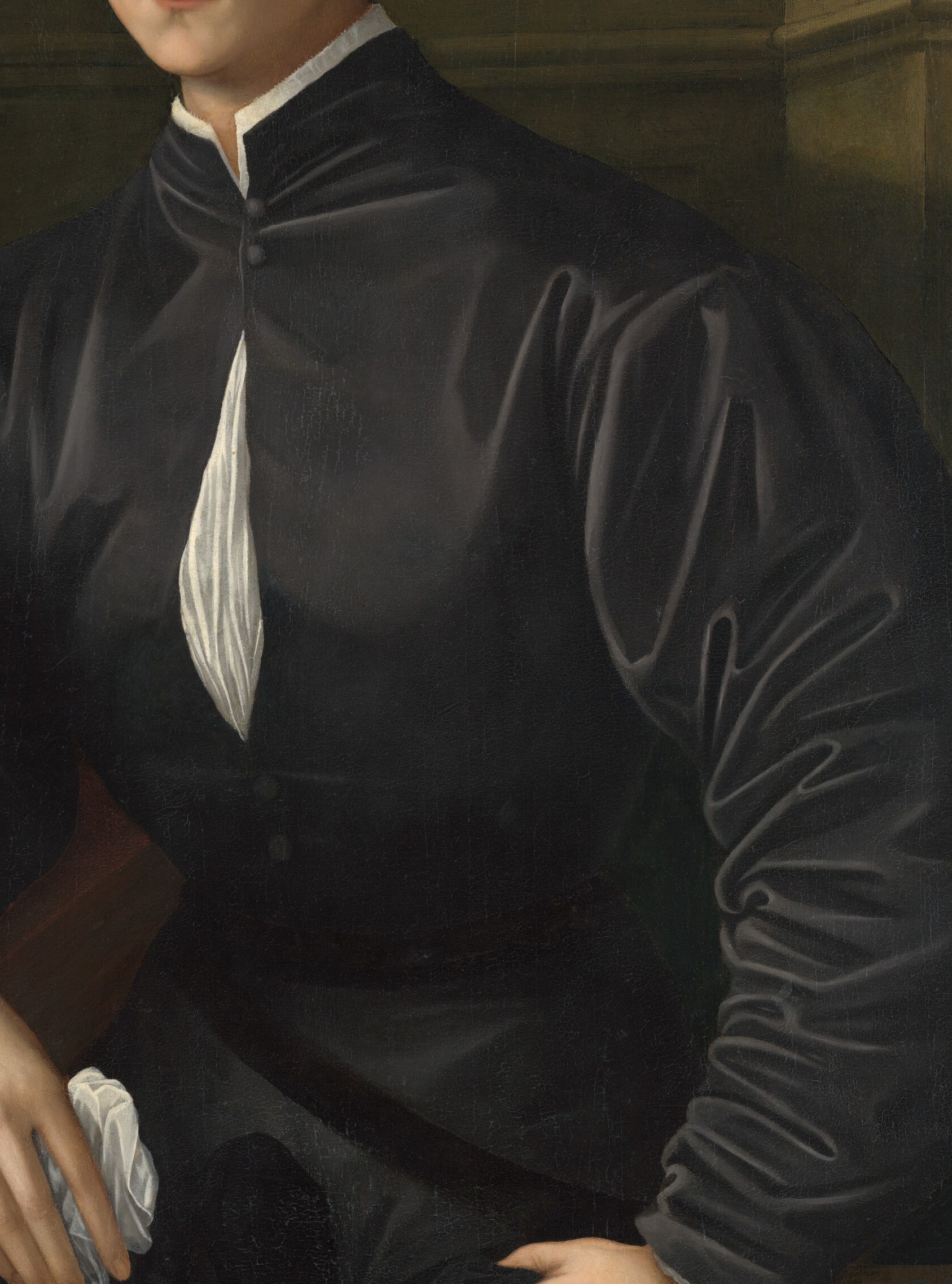 Look at the rich velvet of his doublet.