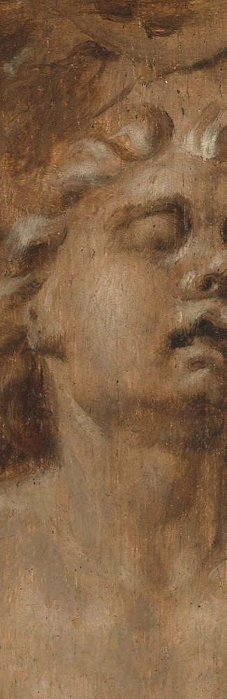 The strain on his face.