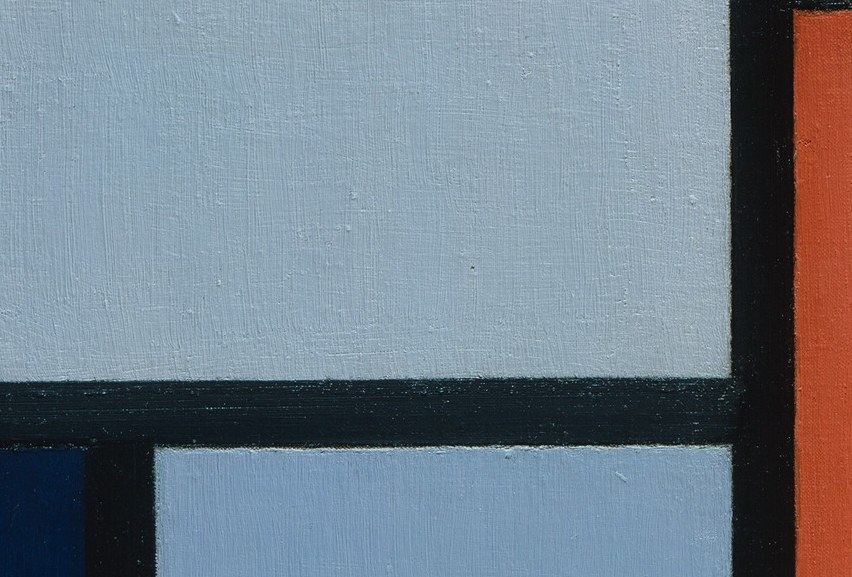 Its placement and lighter hue create a sense of openness and airiness in the upper left quadrant.