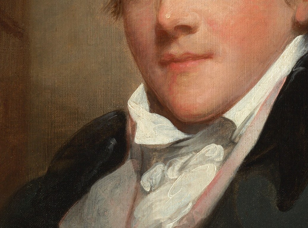 The brightest value in the painting; Stuart uses it as a compositional anchor to pull the eye from face to hands, and as a period-accurate signifier of gentlemanly rank.