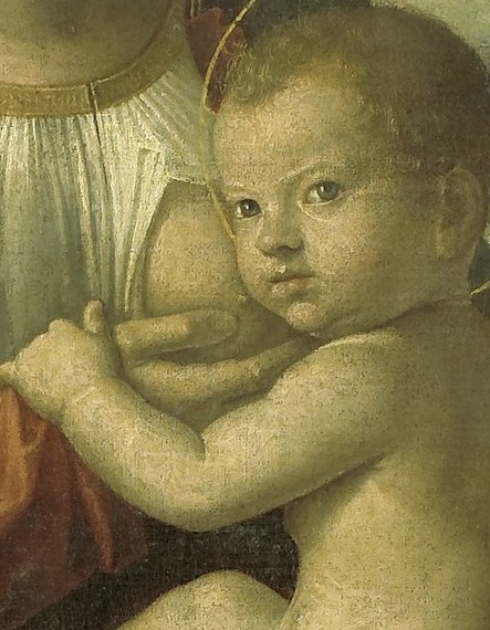 His direct look engages the viewer, suggesting awareness and divinity.