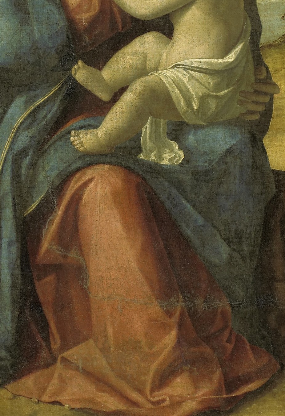 The Madonna's blue robe symbolizes her purity and royalty.