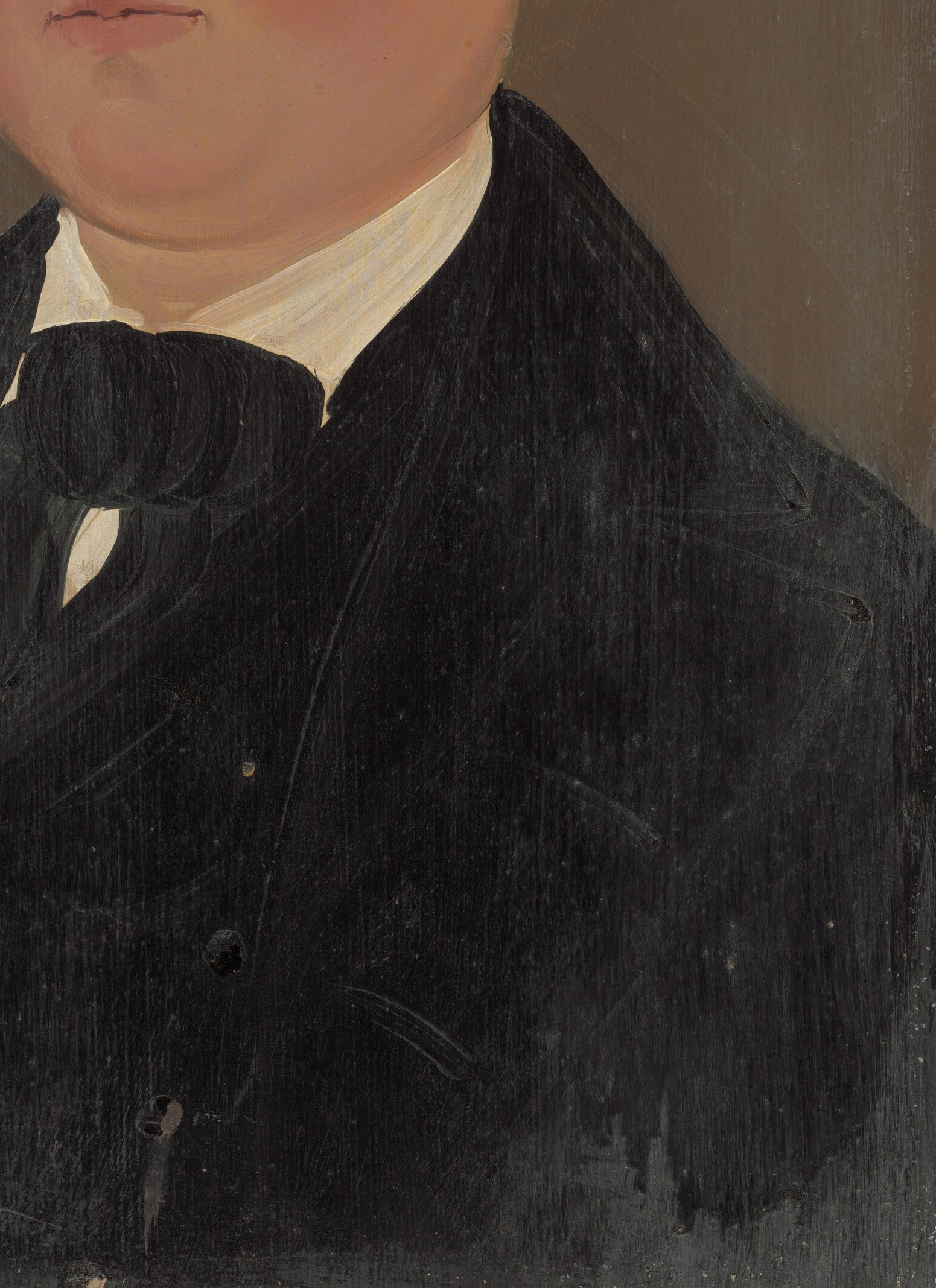 Even the rough texture of his suit is an illusion.