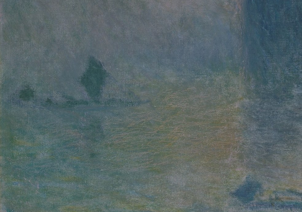 A warm sun fights through a cold, violet haze.