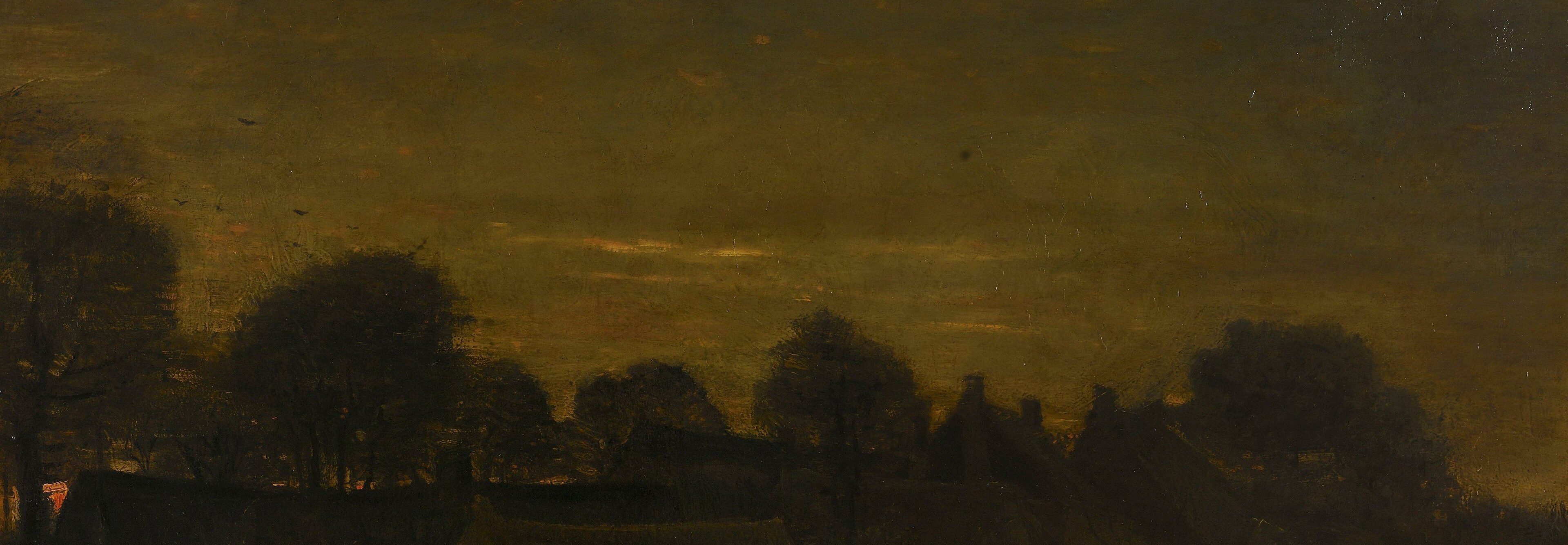 He silhouetted the dense treeline against the sky.