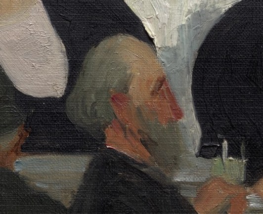People gather for conversation and drinks.