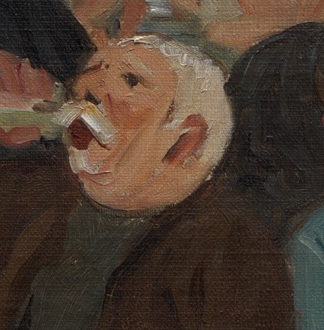His expression is a mix of weariness and mild amusement, suggesting a moment of pause in the lively scene.