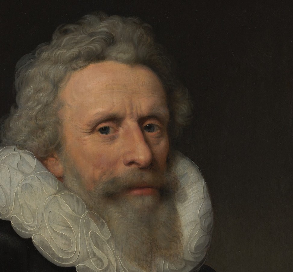 The ruff and the beard are four hundred years old, but the face feels close.