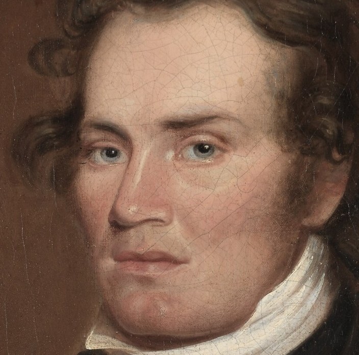 His solemn expression was typical for portraits of the era.