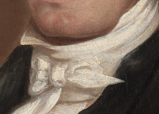 His crisp cravat and jacket also signaled his position.