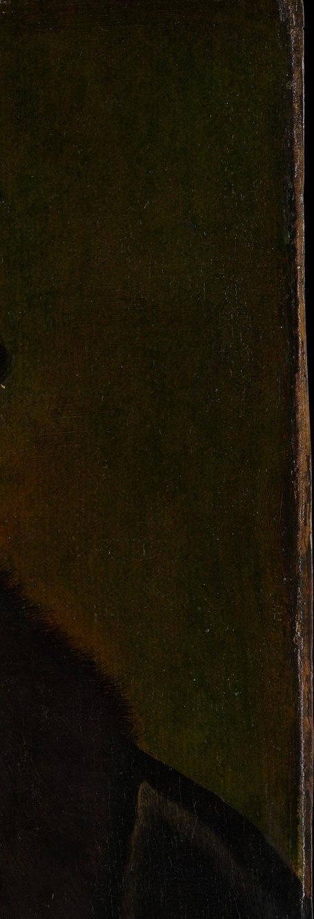 The background is bare. No window, no landscape, no books.