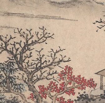 The red leaves are the only saturated color, autumn, a season of change.