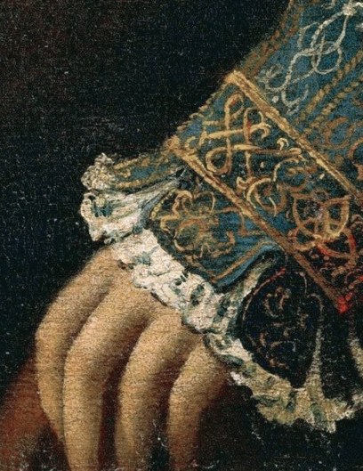 The painter, Titian, captured her refined composure.