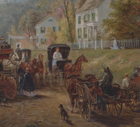 A horse-drawn cart, still the way things moved.