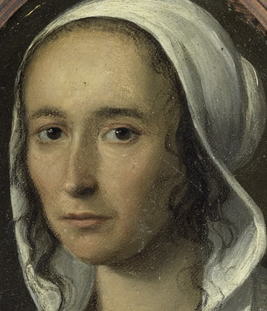 No silk, no jewels. A scholar holds the frame.