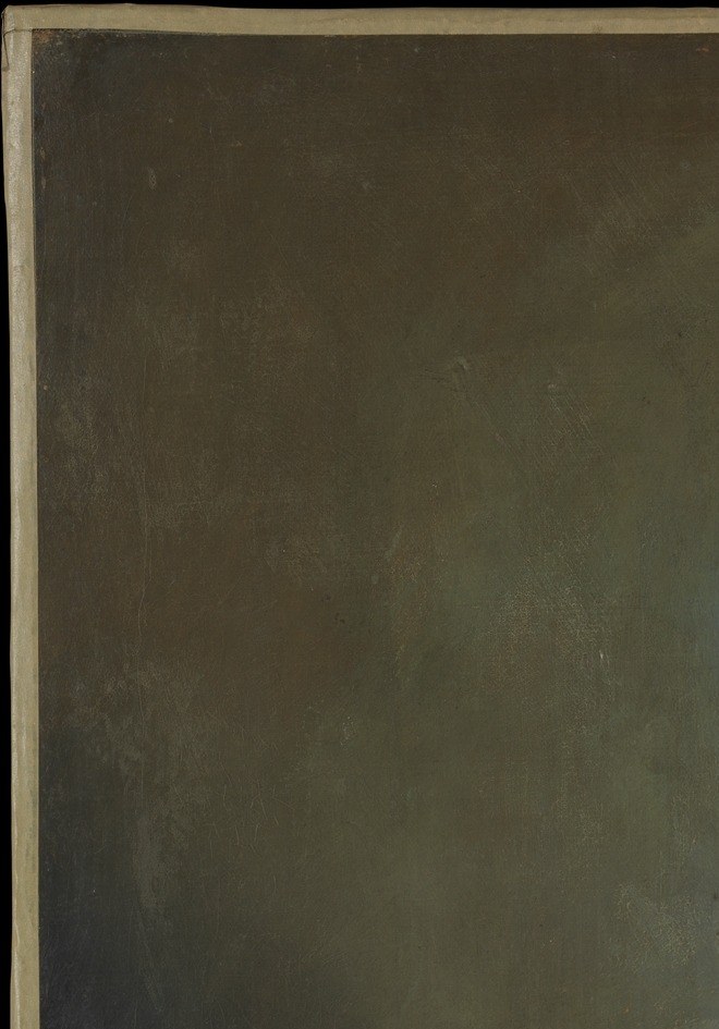 The void is active, not empty , it absorbs all competing detail so the illuminated figure reads instantly; look closely for any ghosted brushwork beneath