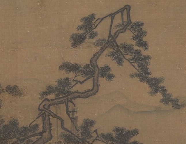 A solitary figure sits beneath a gnarled pine tree.
