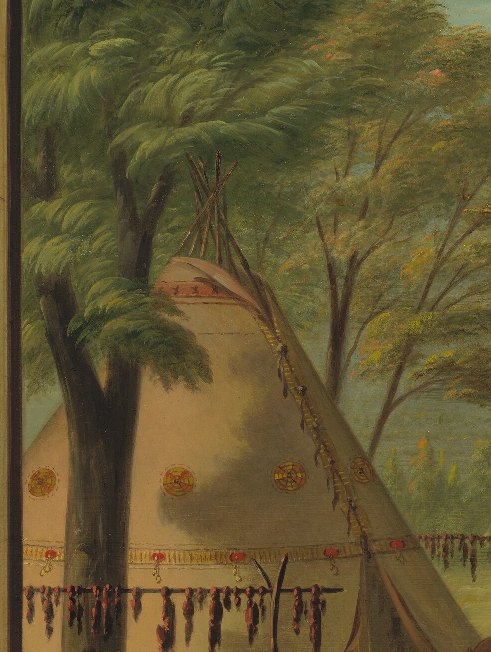 The tree acts as a visual anchor and a symbol of nature's presence, framing the scene and providing context.