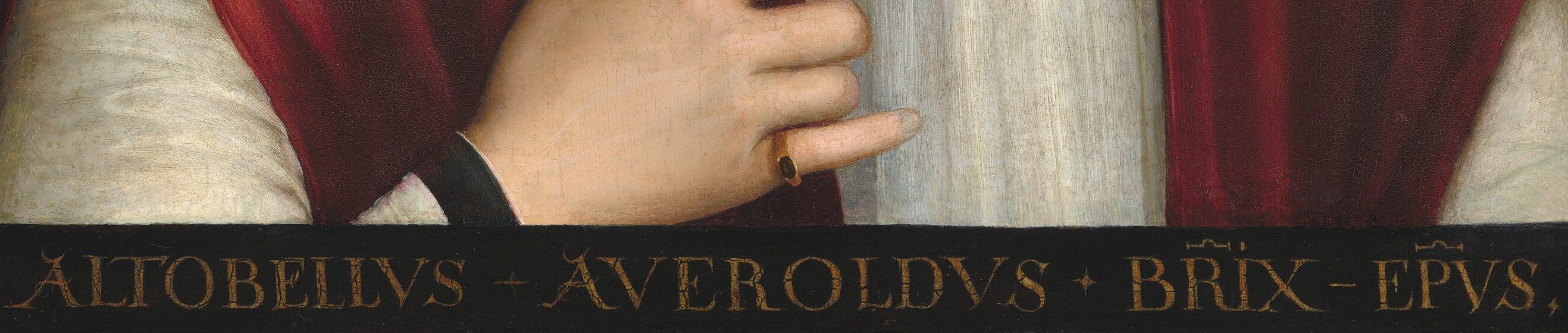 His name is carved in stone in the painting itself.