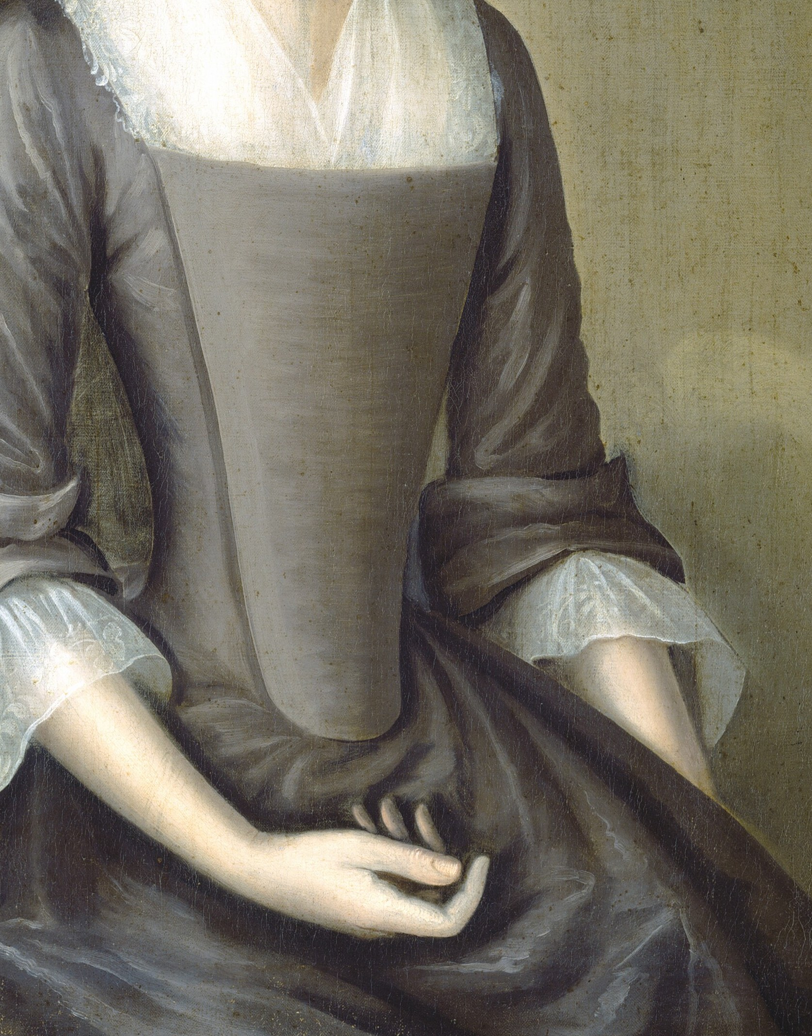 Look closely at the texture of her dress.