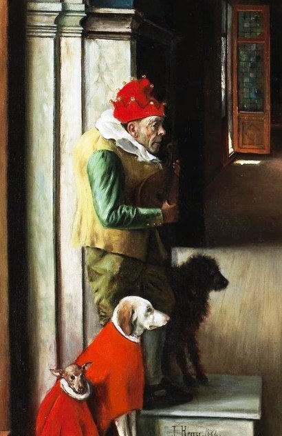 His posture and gaze suggest he is observing the scene or perhaps waiting for something.