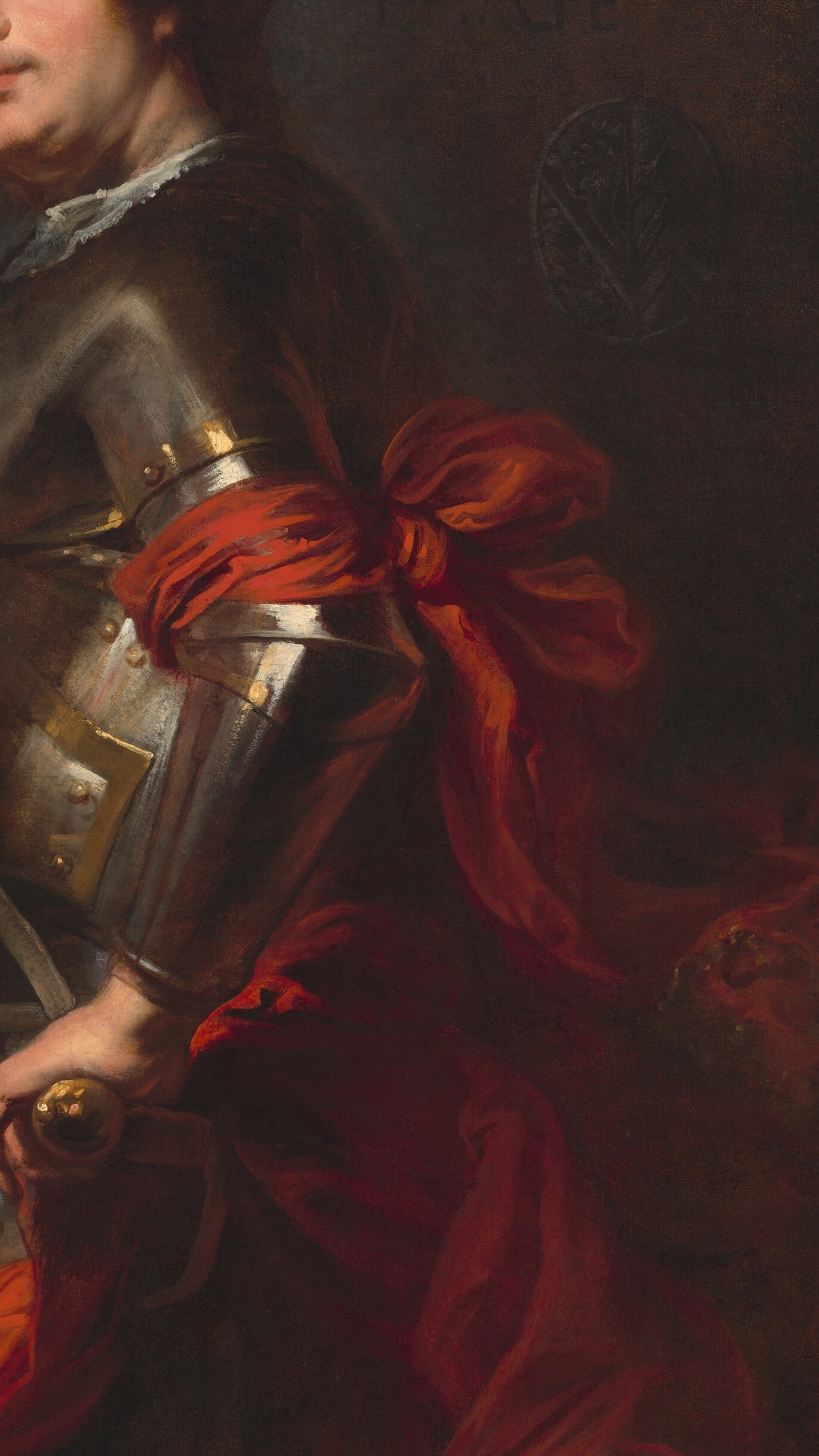 This red sash is a strong symbol of his civic authority.