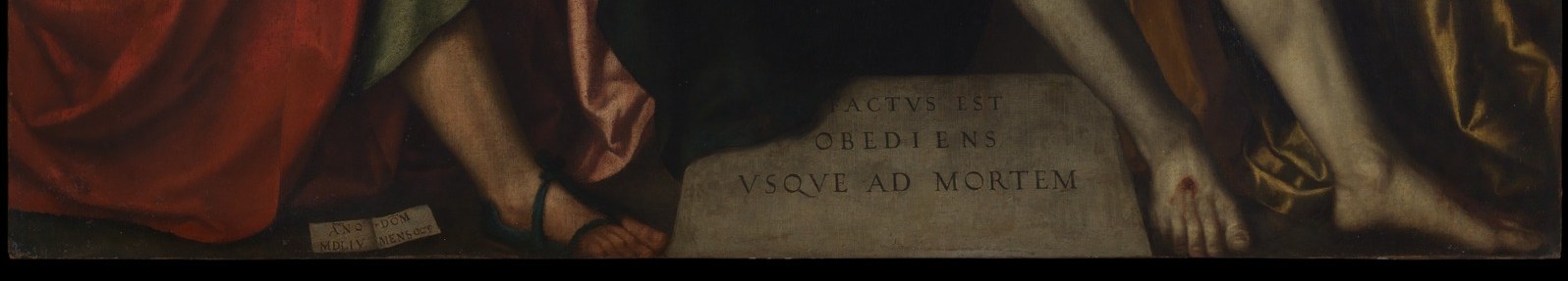 The inscription below reads: He was obedient even unto death.