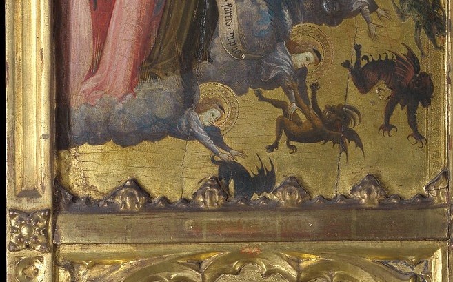 Christ stands on a dragon you can only see up close.