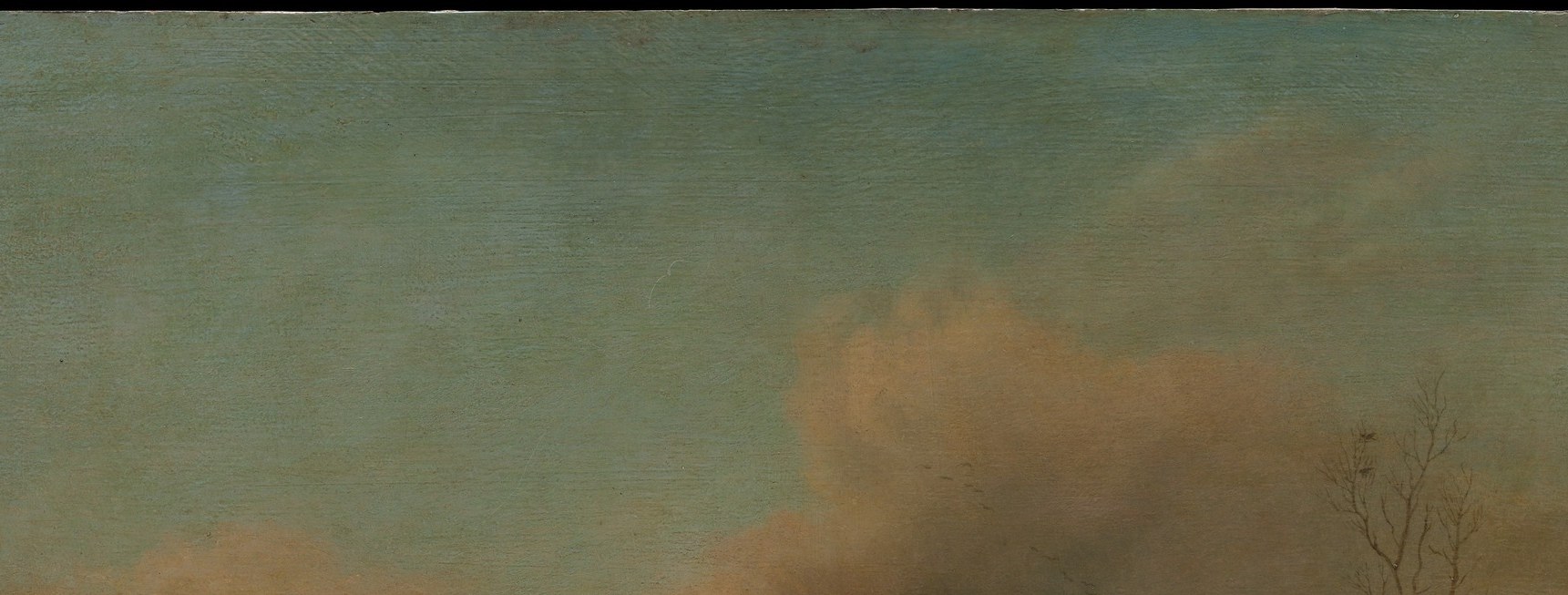the luminous, silver-white cloud column is the painting's light source and its most technically ambitious passage , a hallmark of Dutch atmospheric landscape