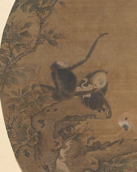 Provides context and structure, its delicate rendering contrasts with the animal drama.
