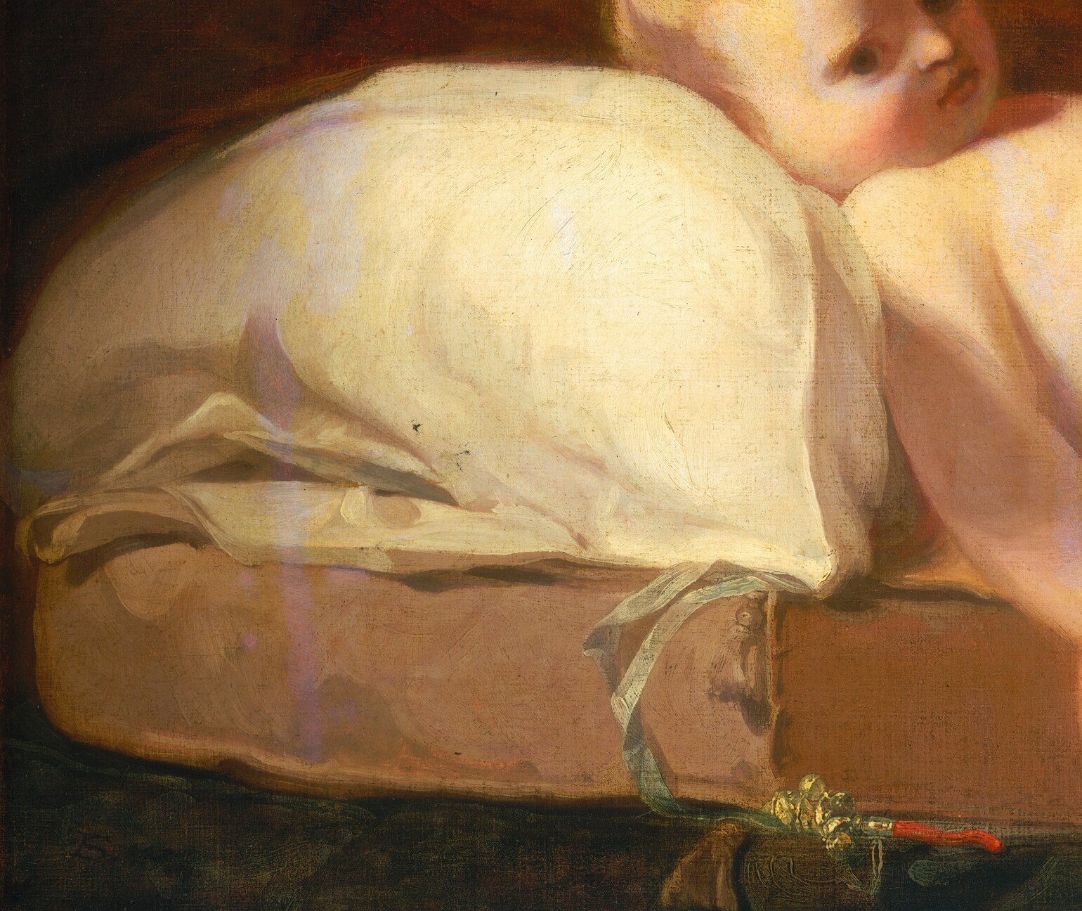 This white drapery also suggests purity and virtue.