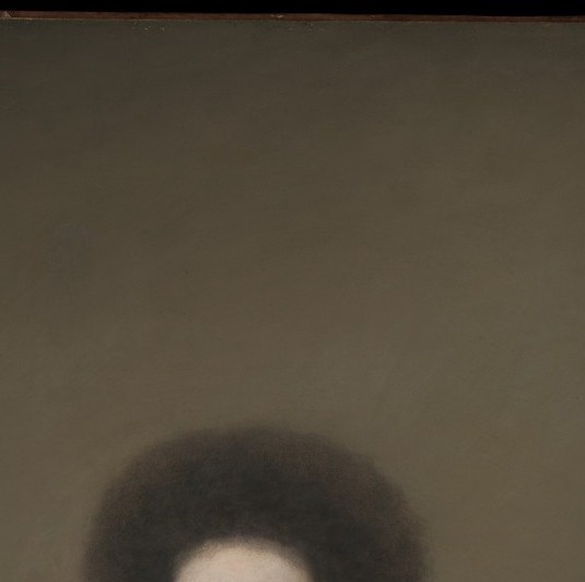 Goya renders her with aristocratic composure , the wig and steady gaze signal rank; subtle emotional coolness typical of his court portraits