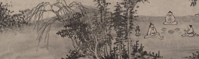 Yao Shou leaves the center nearly empty, blank paper becomes a vast lake.