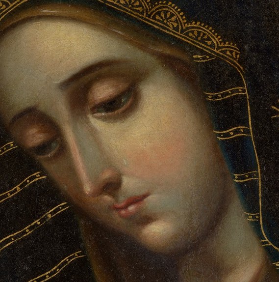 She is known as the Virgin of Sorrows.