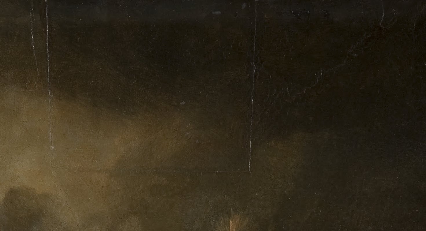 The extravagant headdress marks him as royalty yet the opulence contrasts bitterly with the grief below it