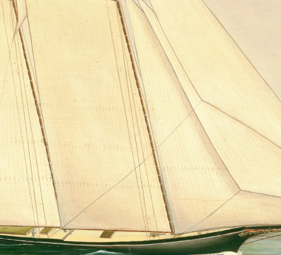 The painter used thin glazes for the sky, letting light shine through.