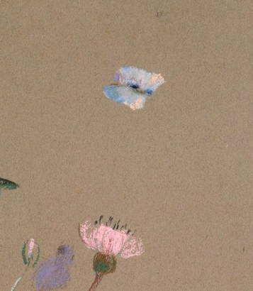 And above it all, a blue butterfly no bigger than a fingerprint.